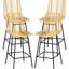 Tabourets de bar de 66 cm (26 po) de hauteur comptoir, lot de 4, tabourets pour îlot de cuisine, siège et dossier jaunes pour un espace serein et aéré, structure en acier avec repose-pieds, chaises, sensation d'espace, et