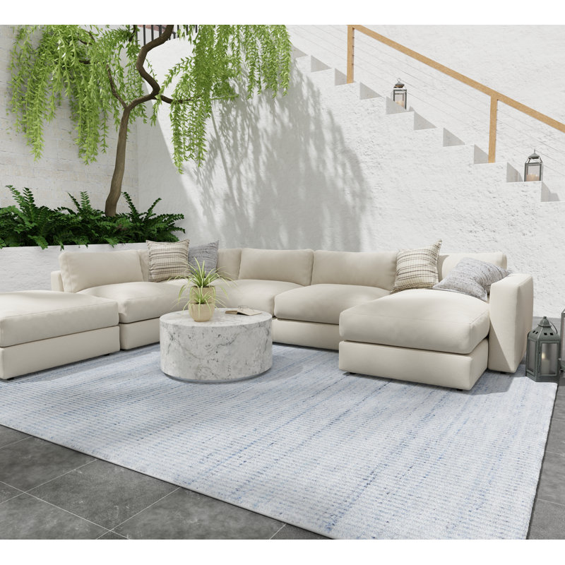 Cramlington Hand Woven Area Rug, Rectangle 2' x 3', Light Blue