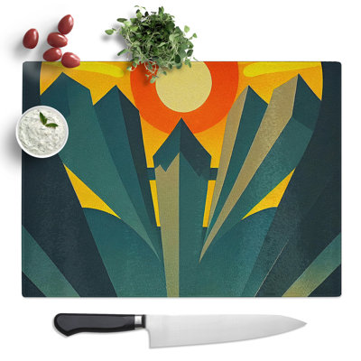 Art Deco Sunset No.2  Glass Chopping Board