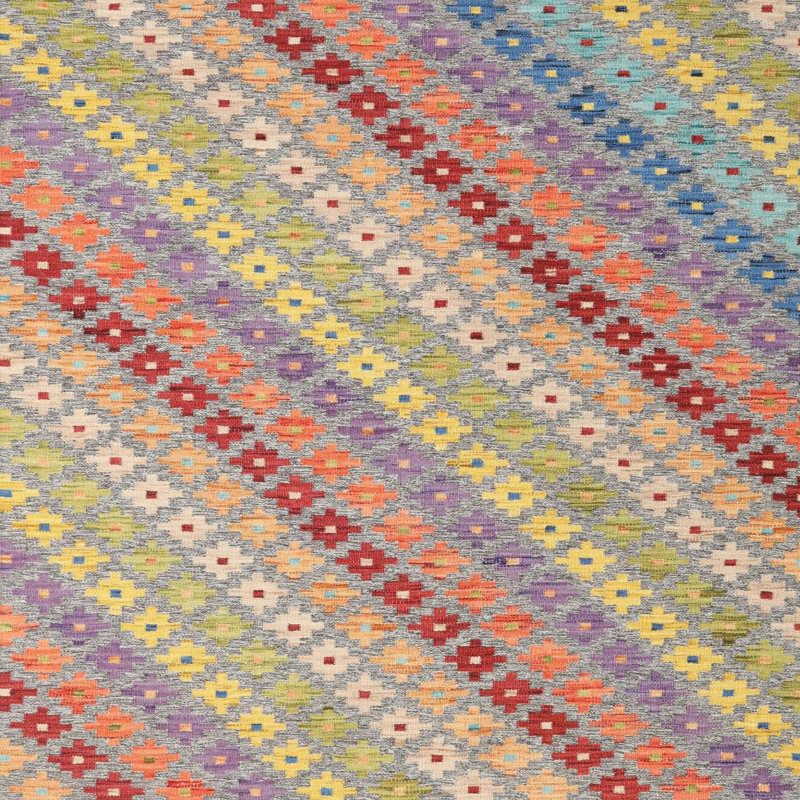 Tapis contemporain jaune / safran / rouge, Carré 3 pi