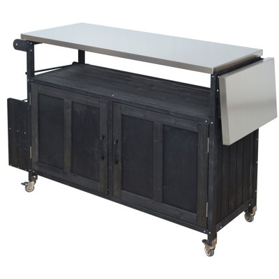 Foldable Outdoor Kitchen Island Patio Mobile Kitchen Cart Portable Outdoor Cooking Island With Lockable Wheels, Storage Cabinet And Towel Rack For Patio And Outdoor