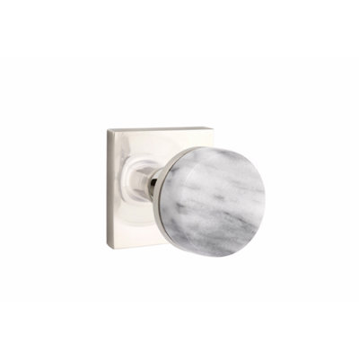 Ensemble de faux boutons Emtek Select, rosette carrée, tige conique, poignée en marbre blanc