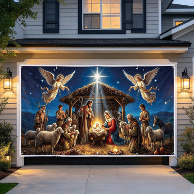 Couvre-porte de garage 16 x 7 pi Christmas Night