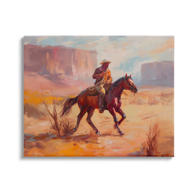 Impression sur toile Aw-169-Cowboy Riding Desert Landscape on Canvas par Ziwei Li