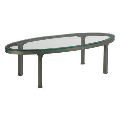 OVAL GLASS TOP COFFEE TABLE