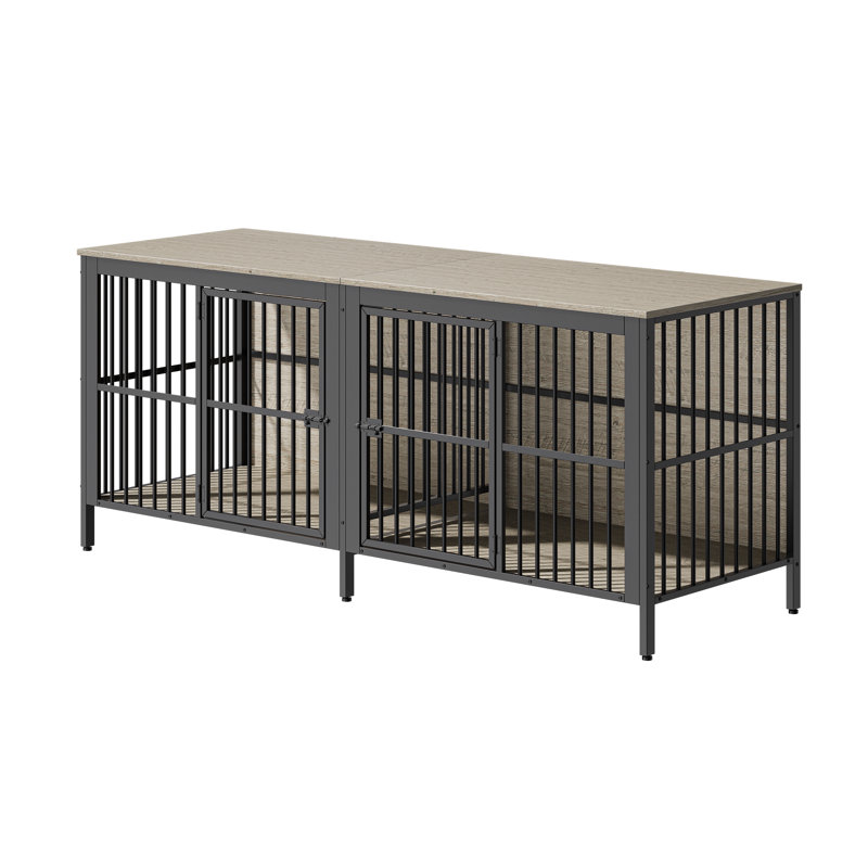 Super Large TV Cabinet Dog Crate Furniture Dog Cage End Table, 80'' W X 28'' D X 32''H, Gray
