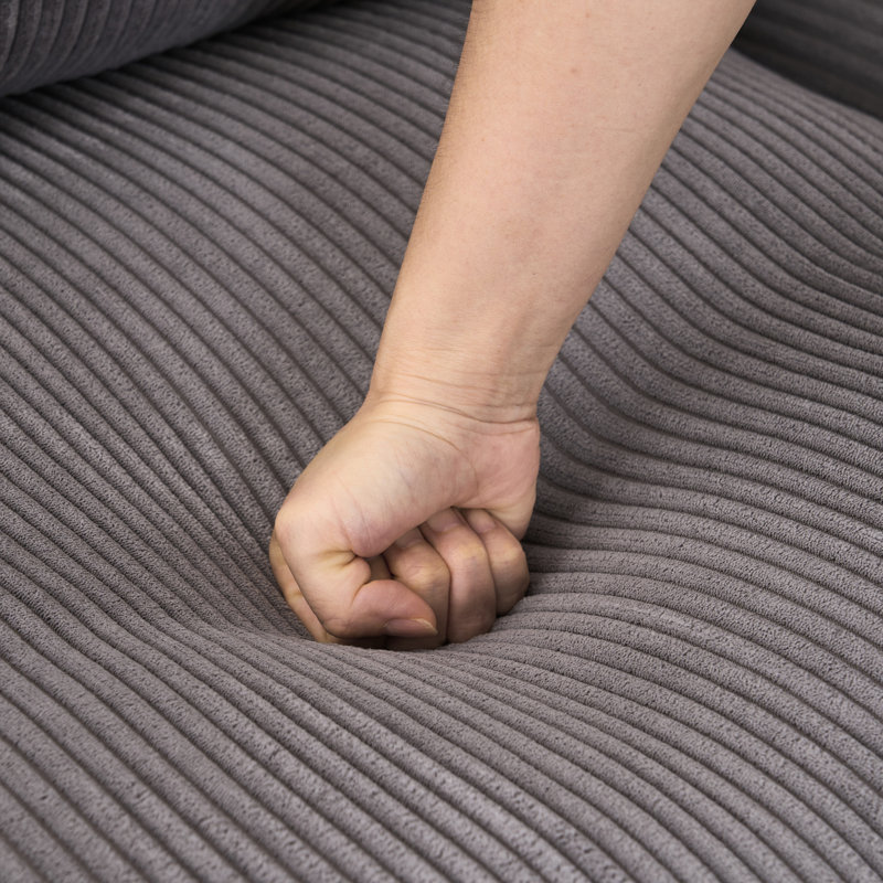 Canapé modulaire gris désossé avec nuage, méridienne moderne en U de 113 po avec méridienne, tissu en velours côtelé de luxe, fabrication entièrement en mousse, sans assemblage, dossier à 3 places et coussins décoratifs modulaires, pour