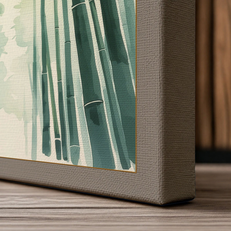 Bamboo Canopy Light Japandi - Wrapped Canvas, 24x16 - 61.0 x 40.6 cm, Taupe Border