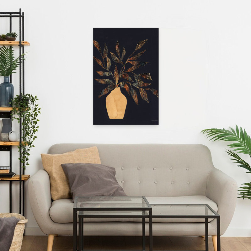 Moody Vase Silhouette Abstract Art contemporain, H 24 po x l 16 po