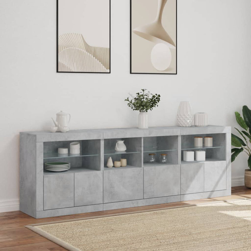 Bashiri 202cm Sideboard, Concrete Grey