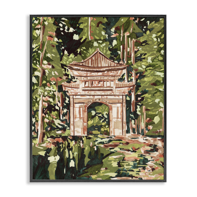 Giclée encadrée par un portail botanique voilé, design par Melissa Wang, H 14 po x l 11 po, Giclée encadrée noir minuit