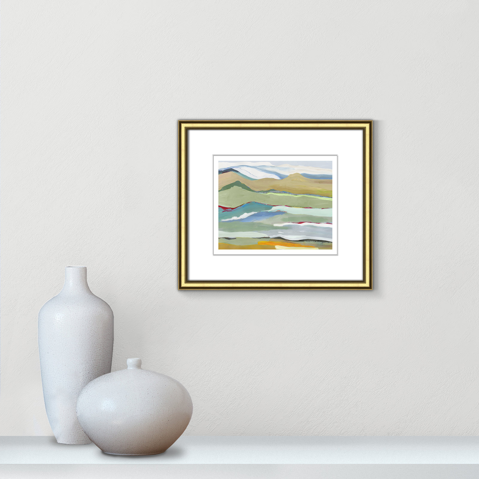 Goodbye Summer on the Hills - Picture Frame Painting, 14.25" H x 16.25" W x 0.88" D, Gold Framed