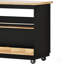 Chariot de cuisine avec plateau mobile en bois massif, chariot de cuisine avec 2 tiroirs, armoire de table-1327390705