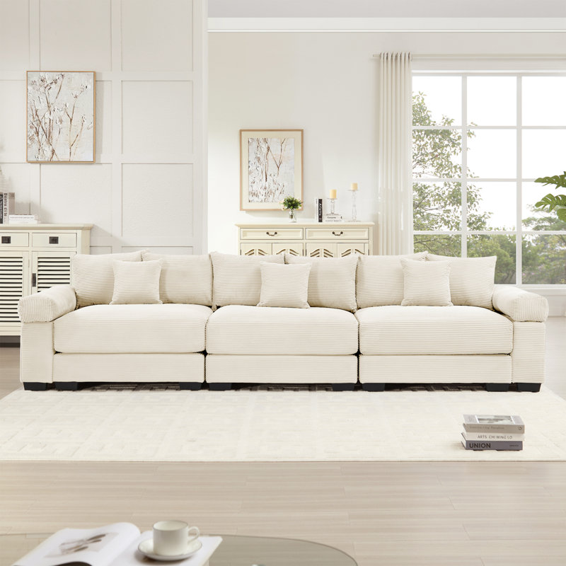 Canapé modulaire surdimensionné de 130 po avec canapé ergonomique 3 places Premium, Beige