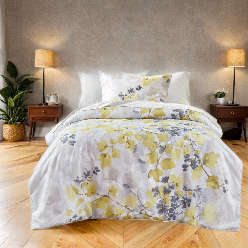 Yellow Comforter & Sheet Set, 10-Piece Bedding, King Bedspread + Pillowcases