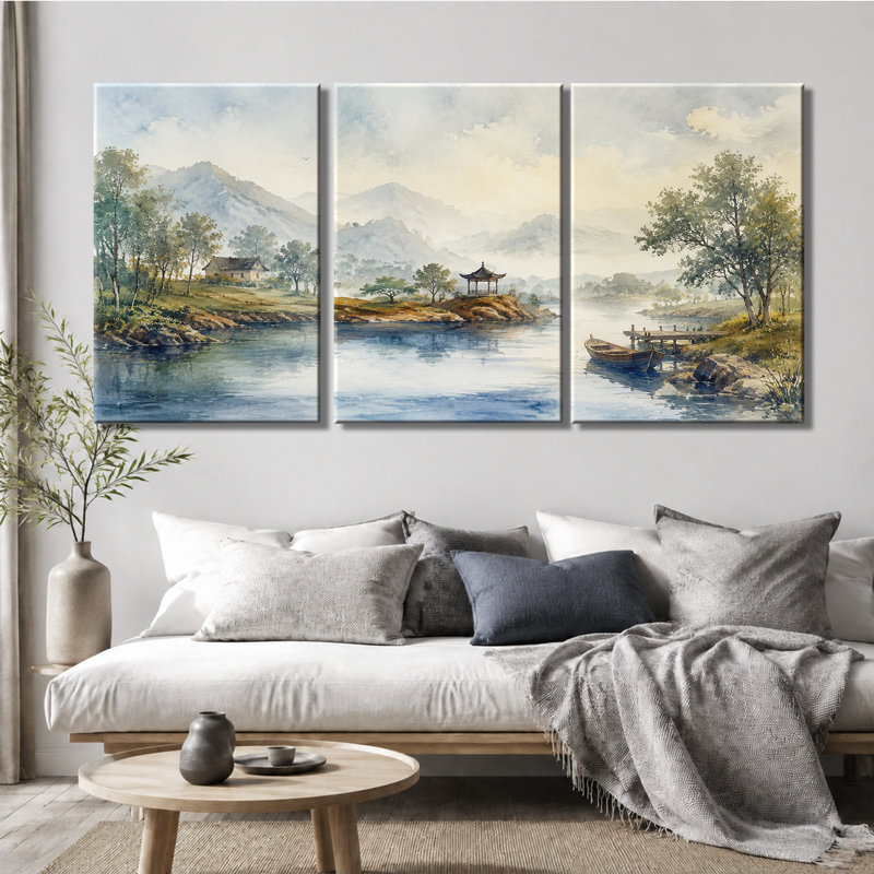 3 panneaux d'art mural, impression sur toile, paysage de montagne, 24 * 36 pouces * 3
