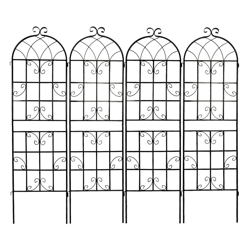 71 treillis de jardin en métal 71 po x 19,7 po, support pour plantes d'extérieur rouille, noir, assemblage simple, treillis galvanisé en tube 4 antirouille, facile à installer, matériau robuste