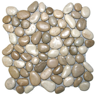 Carreau de mosaïque en pierre naturelle de taille aléatoire Zambezi - 12 po x 12 po brun clair / envers en filet blanc - 1 carré Pi.