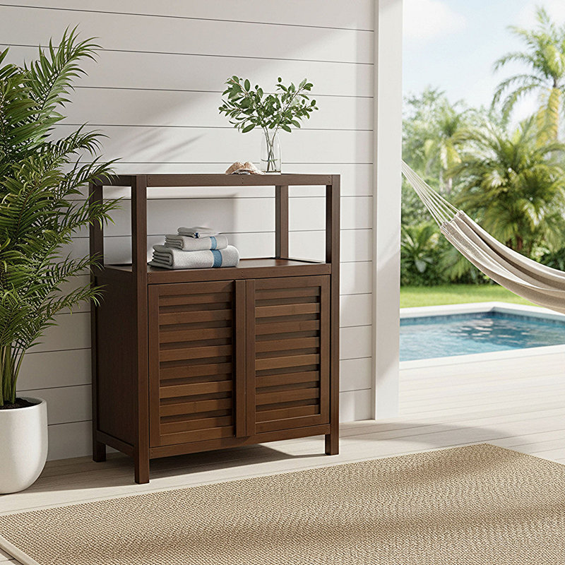 Armoire de salle de bain en bois massif l 25 po x H 32,1 po x P 10,8 po Mitch, Brun