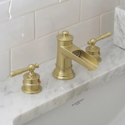 2-Handles 3 Hole Widespread Vainity Faucet in Brushed Gold with Pop Up Drain and Supply Hose
