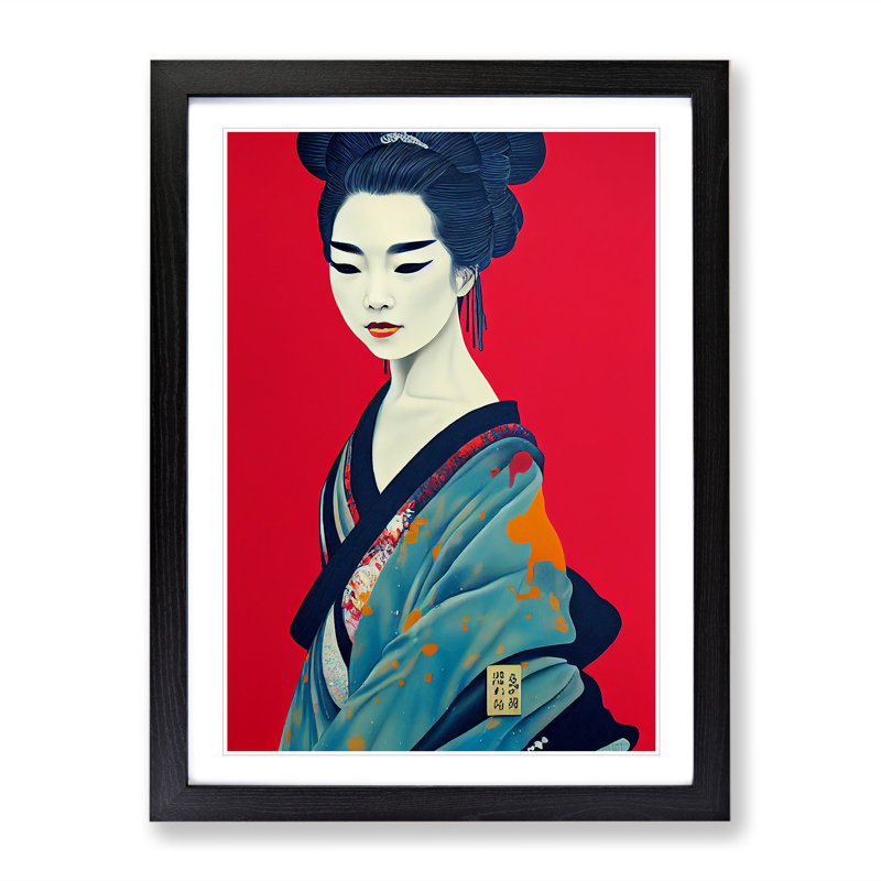 Charismatic Geisha - Single Picture Frame Print, Black, 34cm H x 25cm W x 2cm D