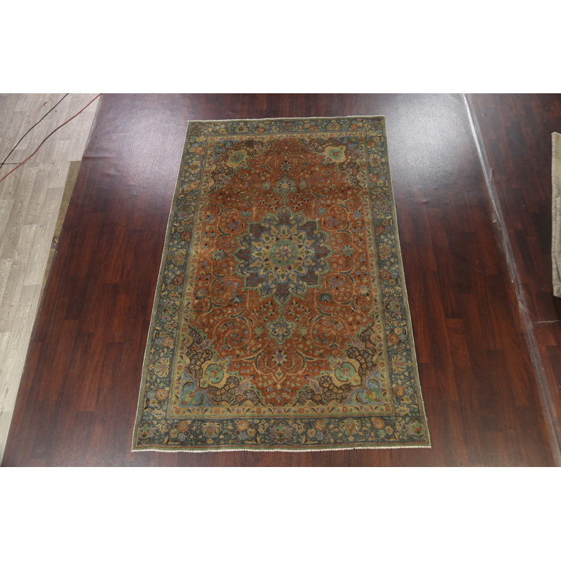 Tapis floral motif persan Tabriz noué à la main 6 x 10