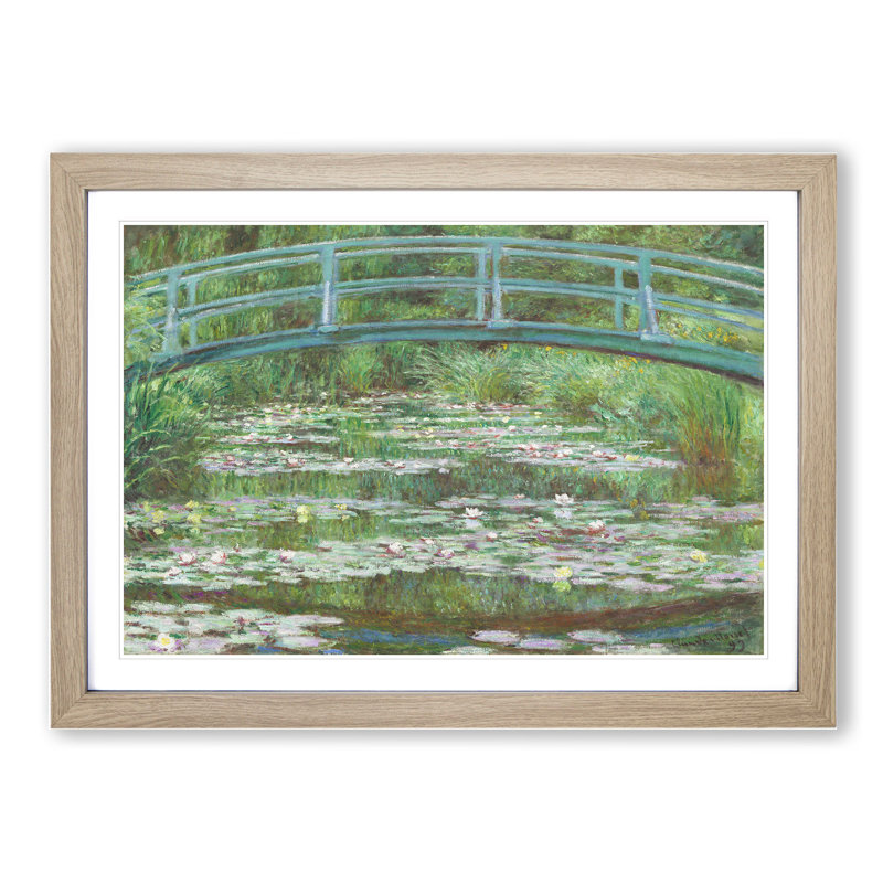 The Japanese Footbridge Vol.2 by Claude Monet - Picture Frame Painting, Oak, 36cm H x 48cm W x 2cm D