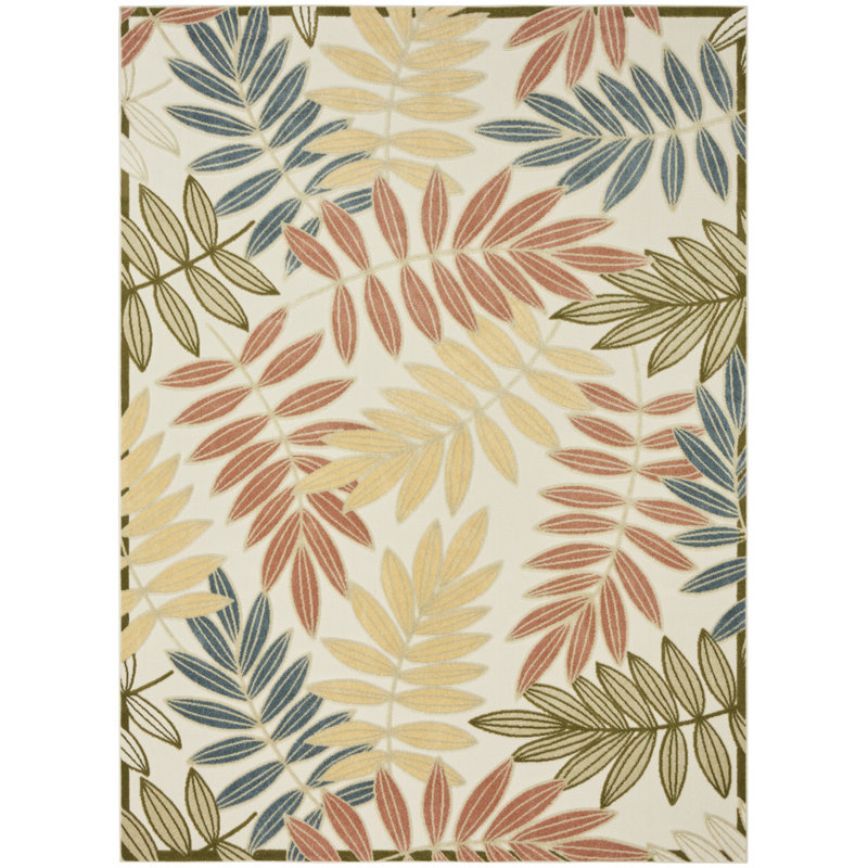 Lakesha 9' x 12' Ivory Rose Modern Rug, Rectangle 9' x 12'
