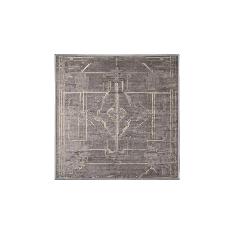 Machine Washable Gray Area Rug, Square 8'