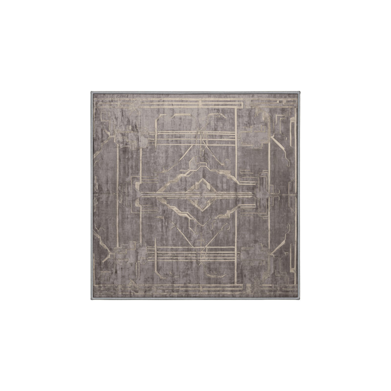 Tapis gris lavable à la machine, Carré 3 pi
