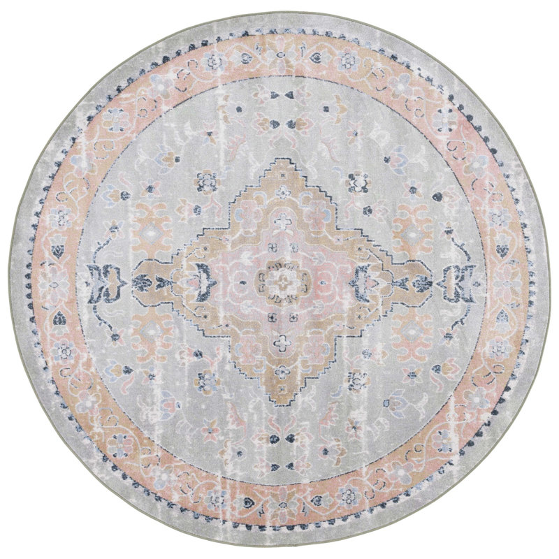 Bayside Performance Machine Washable Oriental Rug, Round 6'7"