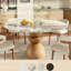 3/5/7 Pcs Modern Rustic Round Sintered Stone Dining Table Sets With Comfort Upholstered Kitchen Chairs For 2/4/6-132281073-132281078-132281080