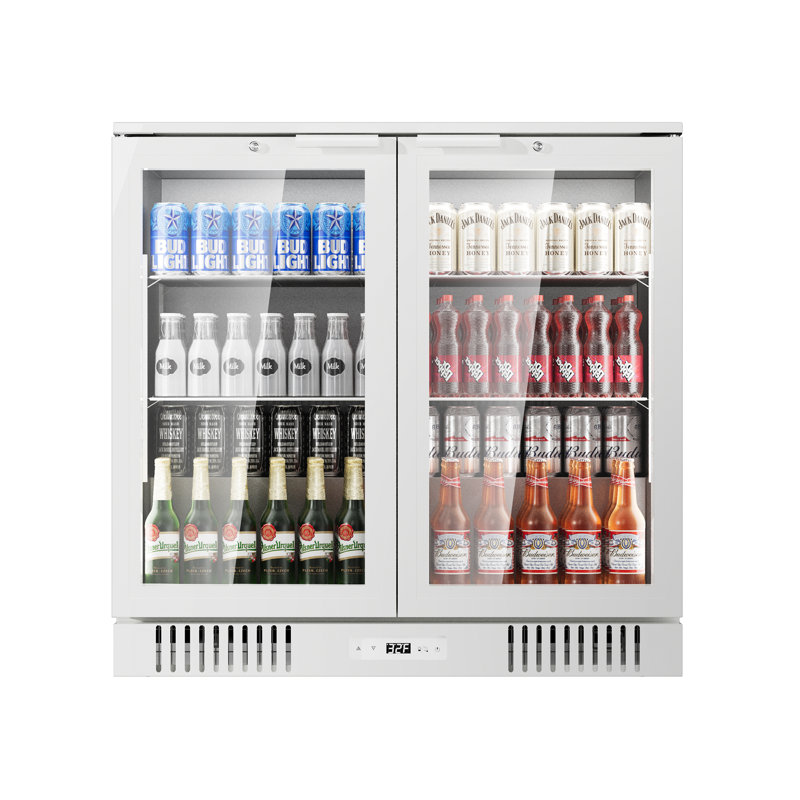 Undercounter Beverage Refrigerator With Glass Door, Bar Cooler Commercial Display Fridge For Beer Drink Soda With Temperature Control, 7.2cu. Ft. Large Capacity