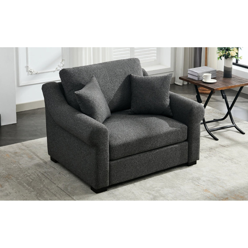 Fauteuil gris avec beaucoup d'espace et de soutien, tissu chenille surdimensionné de 44,5 po pour une utilisation dans la chambre à coucher surdimensionnée en gris, large, coussins à long terme