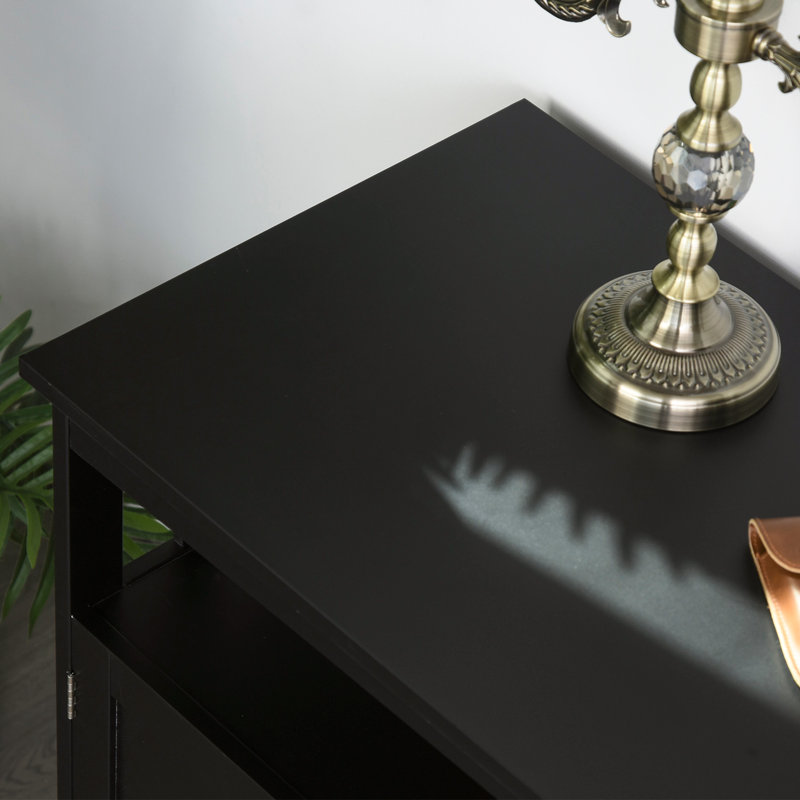 Sideboard Buffet Cabinet, Modern Kitchen Cabinet, Coffee Bar Cabinet With 2-Level Shelf And Open Compartment, Black