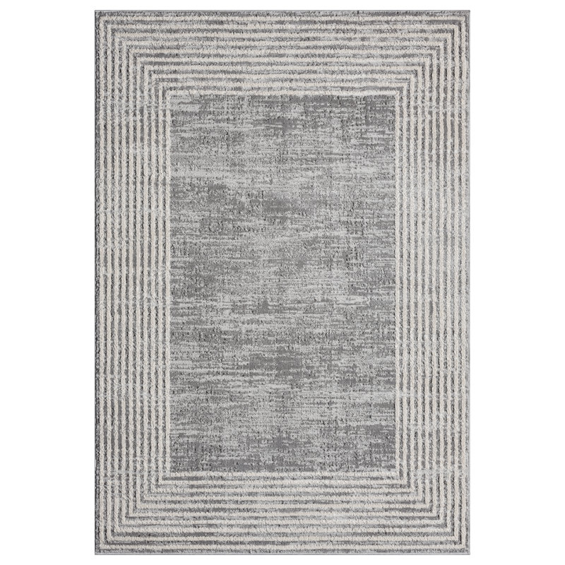 Tapis moderne à motif géométrique uni, Rectangle 5 pi 3 po x 7 pi 8 po