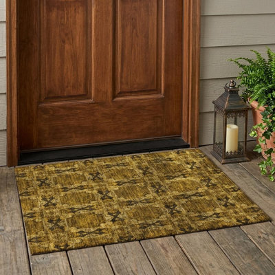 2' X 3' Chocolate Floral Medallion Washable Non Skid Indoor Outdoor Area Rug