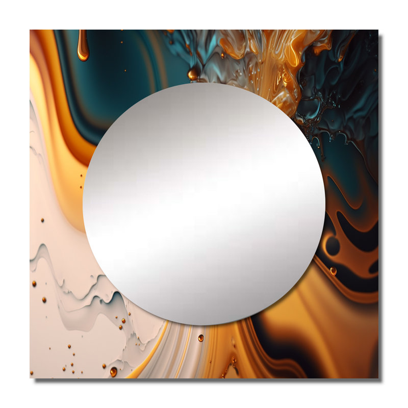 Shalona - Abstract Liquid Ink Large Square Mirror For Wall Art Decor, 23" x 23"