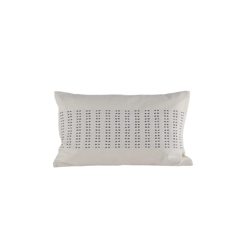 Coussin décoratif lombaire avec insert en fil de fer brodé blanc 20 po x 12 po