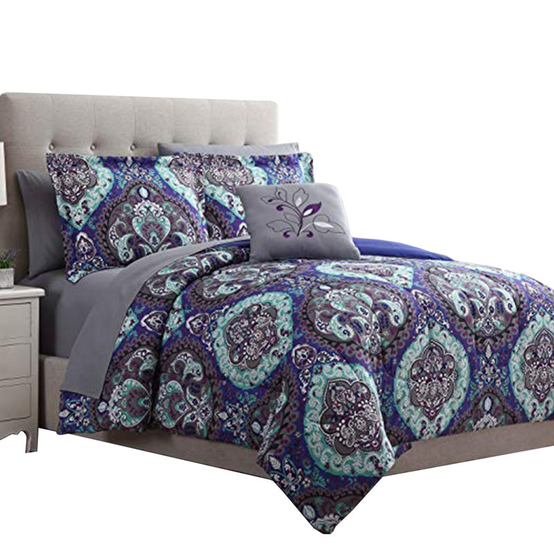 Sateen Geometric Shapes Comforter, Full Comforter + 7 Additional Pieces