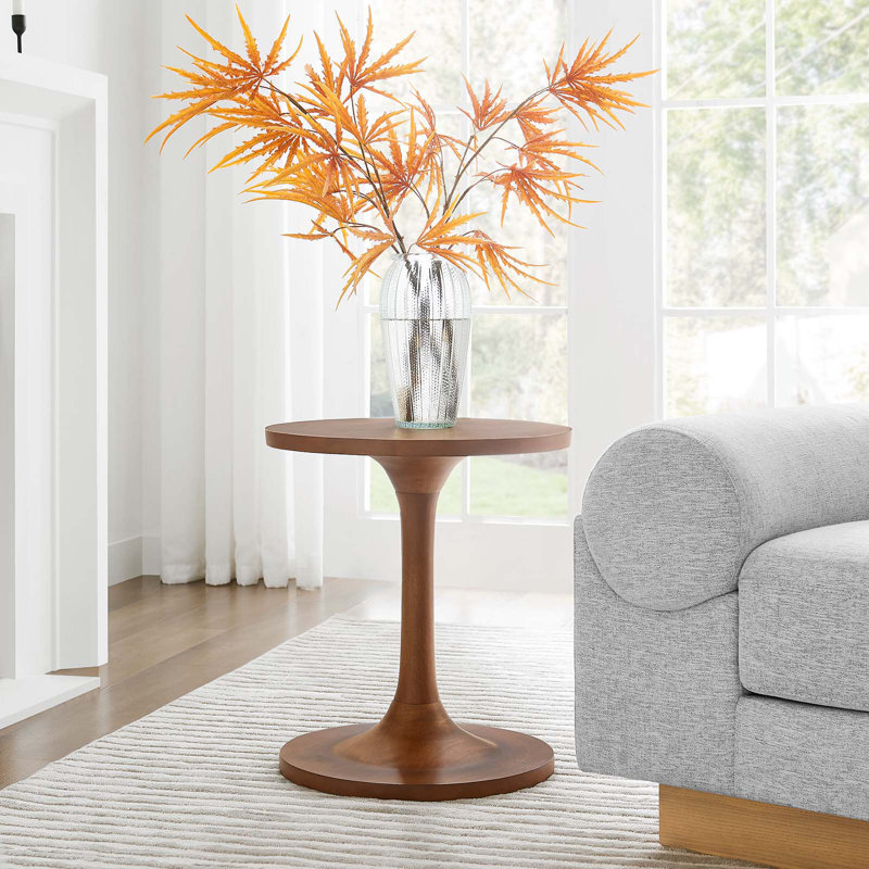 Modway Lina Solid Wood Pedestal End Table, Brown