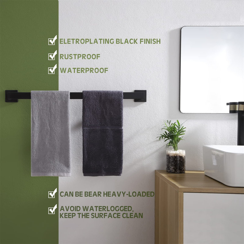 Inkeri 64.8cm 1 Wall Towel Bar, Matte Black