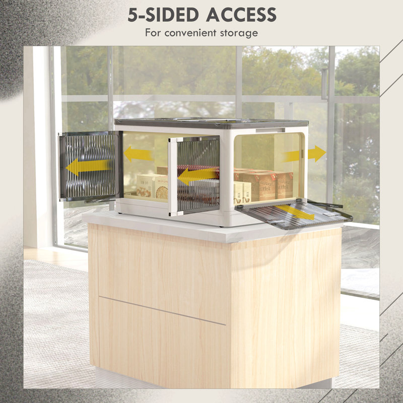 Bacs de rangement empilables avec couvercles, roues et pliables, Blanc