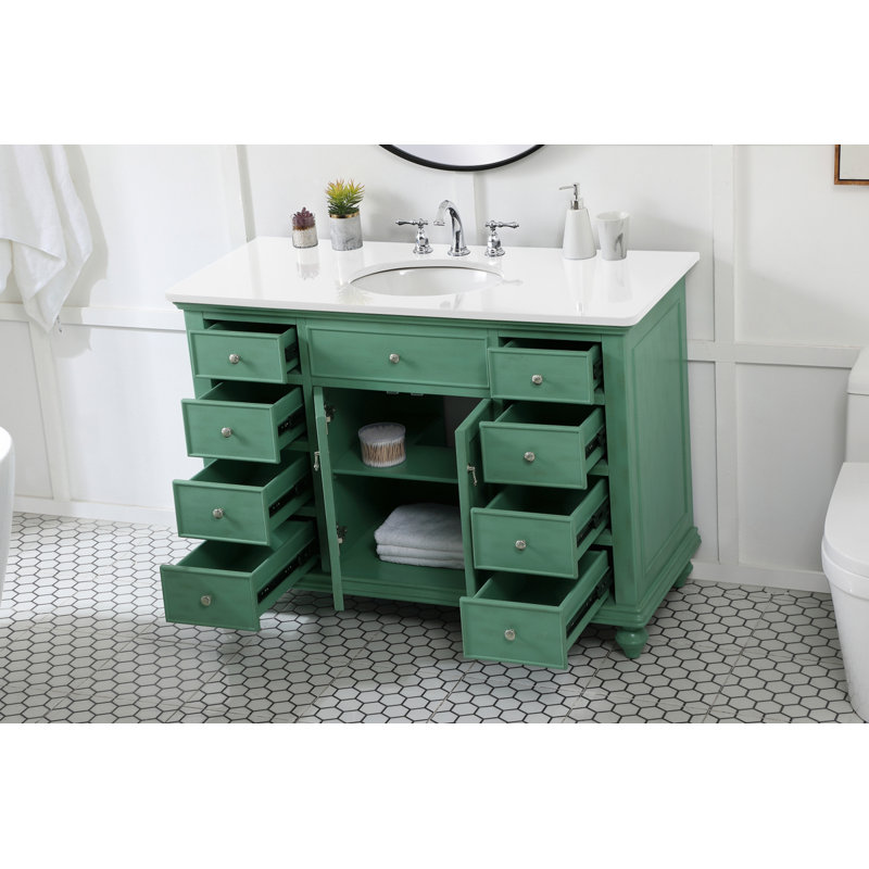 Otto 48'' Single Bathroom Vanity with Top, Antique White, Ivory White