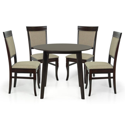 Ensemble de salle à manger 5 pièces Mathena, 4 chaises Ronda en bois de style classique avec table ronde