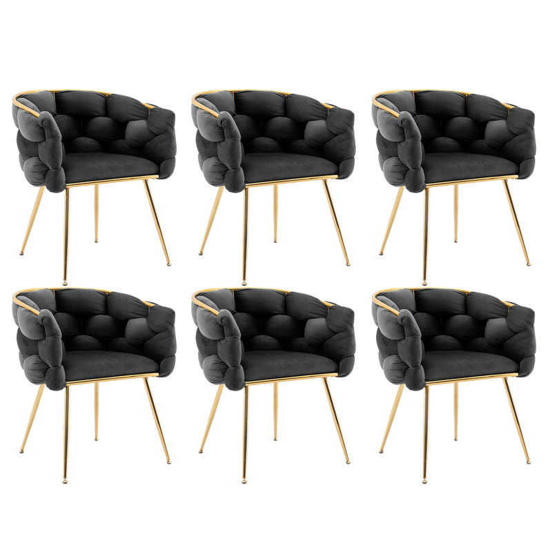 Pegeen 16.9'' H Velvet Upholstered Metal Armchair, Black