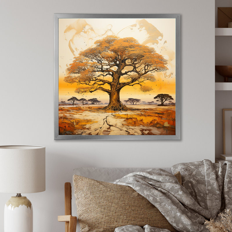Arbre sauvage d'Afrique, art mural 1, Argent, H 36 po x l 36 po