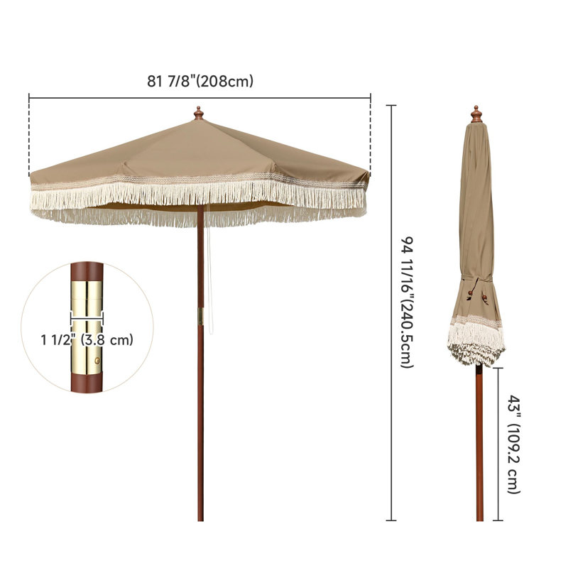 Parasol Hershell 81,9 avec contrepoids inclus, Kaki