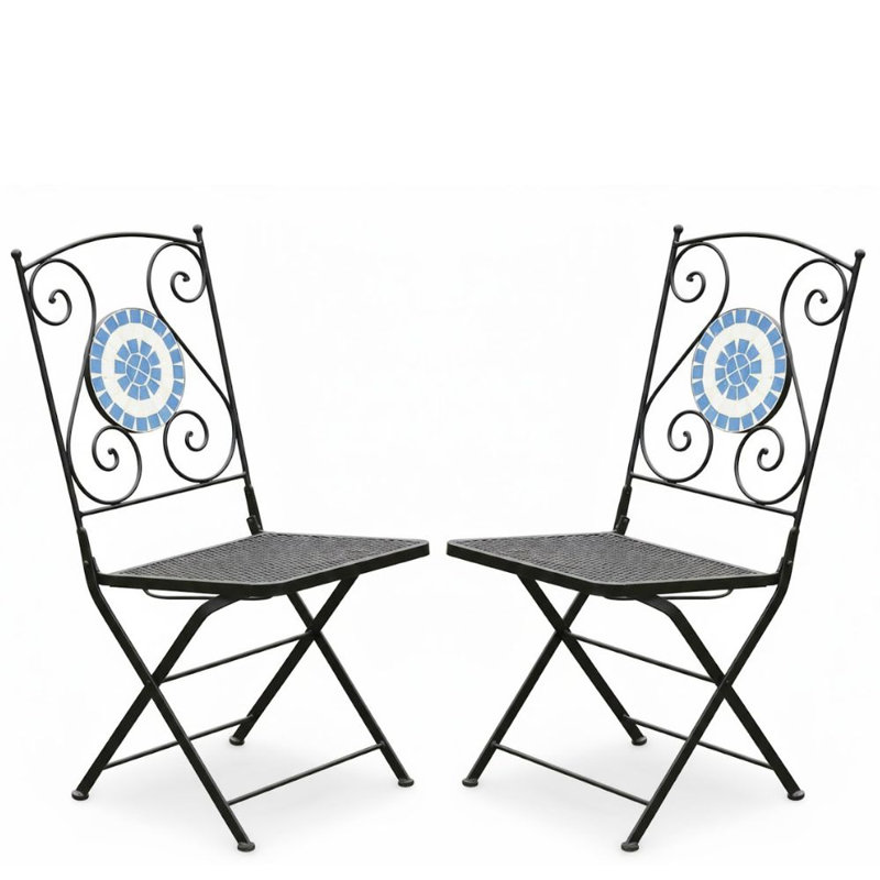 Ensemble de 2 chaises pliantes à dossier en mosaïque Alara