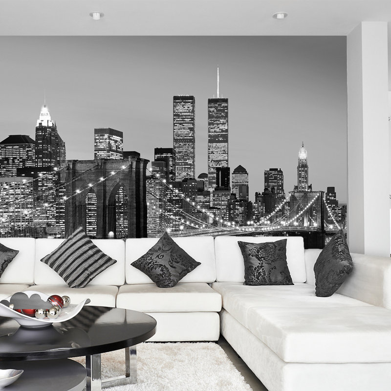Manhattan Skyline at Night Wall Mural - 2.54m x 366cm